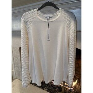 Chico’s English Cream Pull Over Sweater Size L Or Chico's Size 2